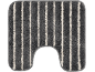 U-shaped bath mat with grey and white stripes.