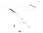 White foldable clothes drying rack with black and orange details