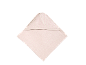 Pink striped hooded baby towel, folded into a diamond shape.