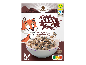 Chocolate cookie cereal in a 750 g pack with a fox and a bowl of cereal.