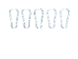 Five silver carabiner clips with spring-loaded gates, arranged in a row.