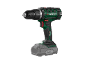 Green and black cordless drill with battery, featuring a torque selection ring.