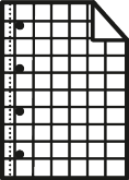Icon of a checkered page with holes for a binder.
