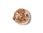 A single scoop of marbled chocolate and vanilla ice cream.
