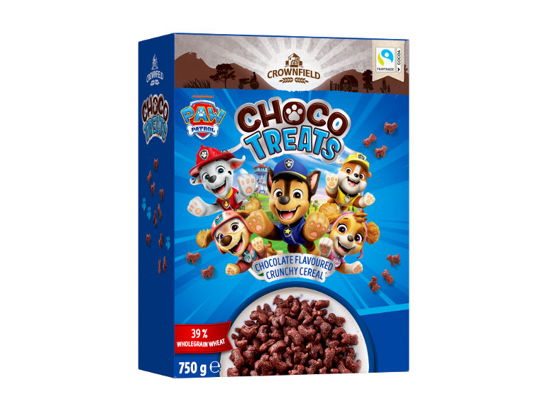 Chocolate flavoured crunchy cereal with Paw Patrol theme, 750g