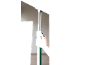 A hand holds a green screwdriver used to adjust a metal rod.
