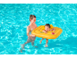 Woman and child in a pool with a yellow inflatable swimming ring.