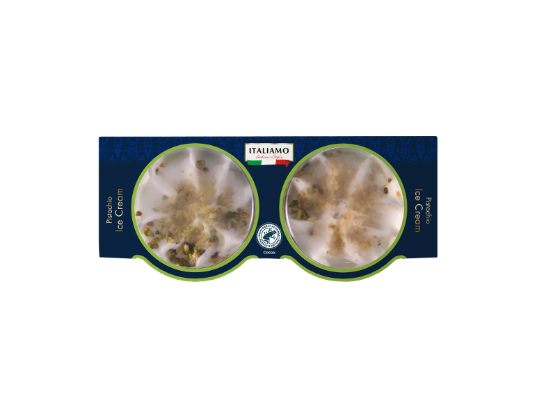 Pistachio ice cream in Italian style, with Rainforest Alliance certified cocoa.