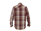 Men's plaid shirt in brown and beige, back view.