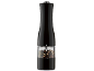 Black electric pepper mill with a transparent chamber filled with colorful peppercorns.