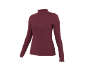 Burgundy long-sleeved women's turtleneck top.