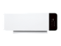 White wall-mounted electric heater with digital display showing 25 and control icons