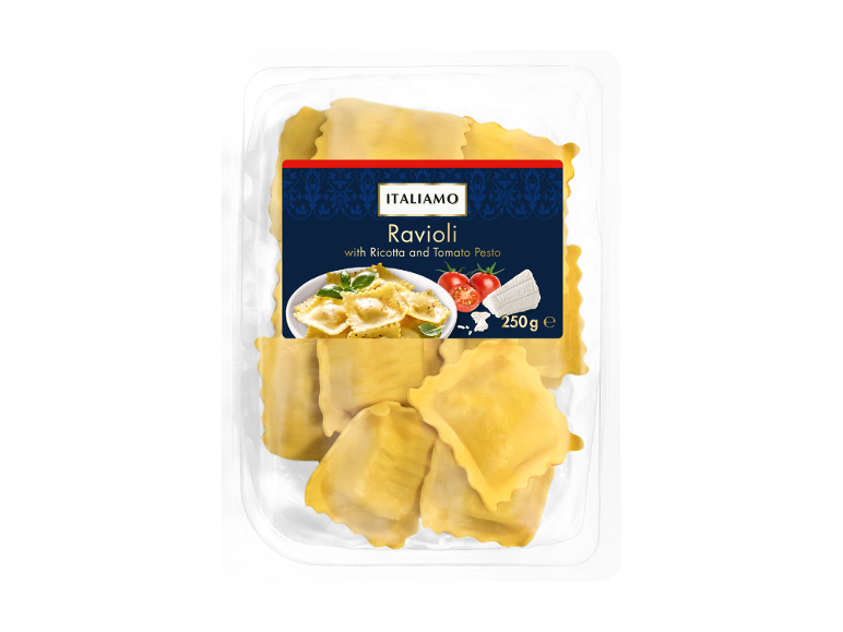 Packaging of ravioli with ricotta and tomato pesto, 250g