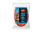 Classic chorizo packaging with Iberian style design and a yellow tram.