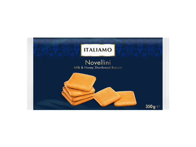 Milk & honey shortbread biscuits in a blue package with golden details, 350 g.
