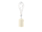 Cream-colored handheld whisk with a silver metal top and wires.