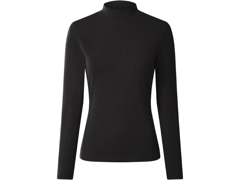 Black long-sleeved high-neck top for women