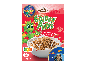 Box of puffed wheat cereal with honey, featuring a green dragon and a bowl of milk.
