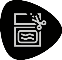 Food pouch icon with scissors cutting the corner.