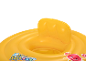 Yellow inflatable baby float with a backrest and a red crab drawing.