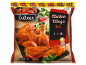 XXL chicken wings packaging labeled 'Hot' with mild, spicy, and very spicy options.