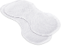Two white sanitary pads, slightly curved and overlapping.