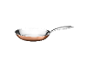 Copper-colored frying pan with a stainless steel interior and a metal handle.
