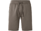 Brown sweat shorts with a drawstring at the waist.