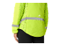 Fluorescent yellow safety jacket with reflective details and mesh panels.
