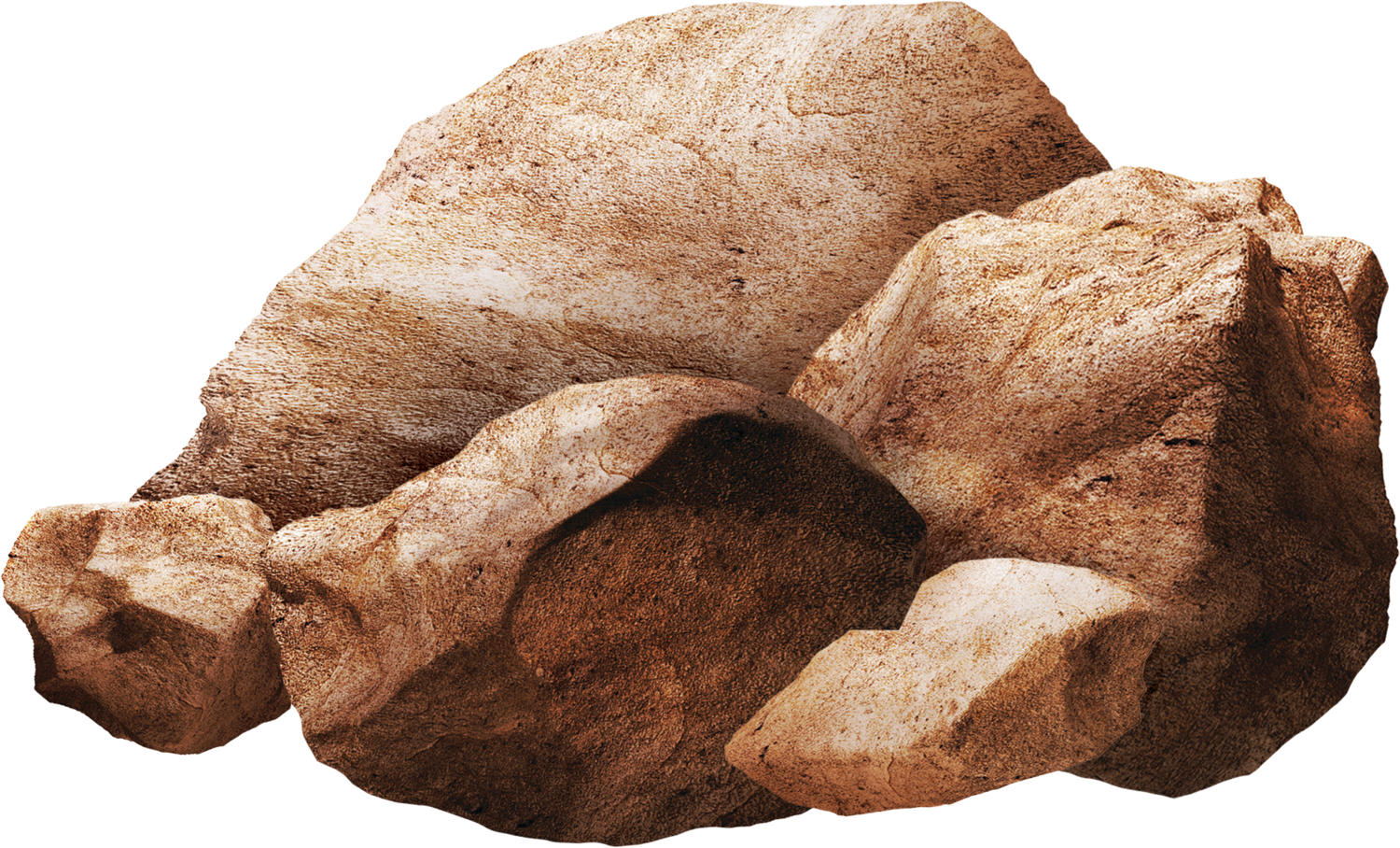 Piles of light brown rocks with rough textures