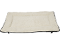 Cozy beige pet cushion with a black border.