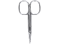 Shiny metal nail scissors with oval handles.