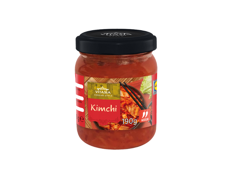 Jar of Korean style kimchi, 190g, medium spice.