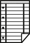Icon of a lined sheet of paper with holes for a binder.