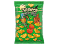 Green bag of ketchup-flavored chips shaped like bats, with 'Halloween Vampire Snacks' text.