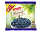 Frozen blueberries in an XXL bag, 750g, with thawing and microwave instructions.