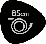 Label with 85cm and a drawing of a hose.