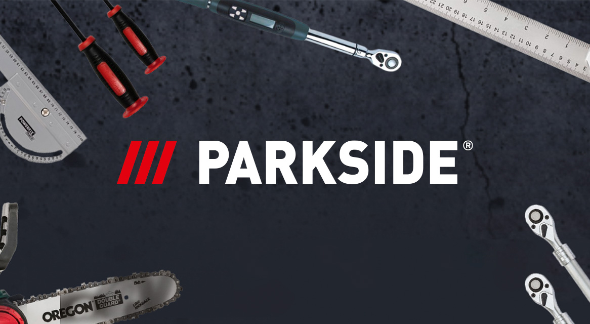 Parkside tools: saw, ratchet, protractor.