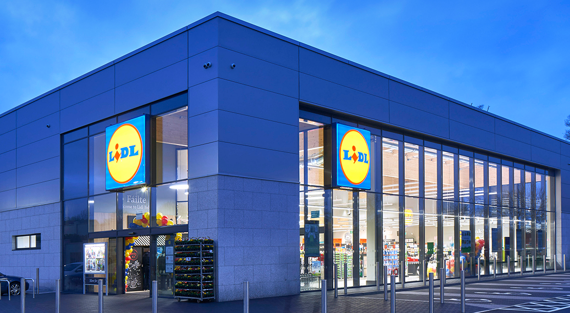 Lidl supermarket with groceries and household goods.