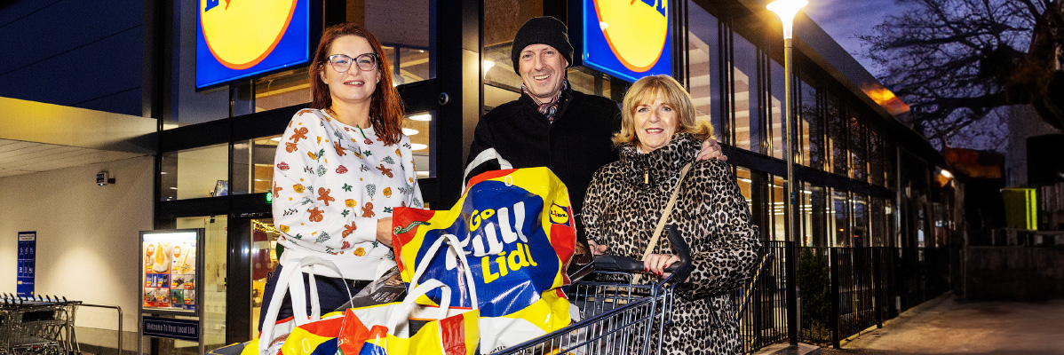 Lidl bags full of groceries.