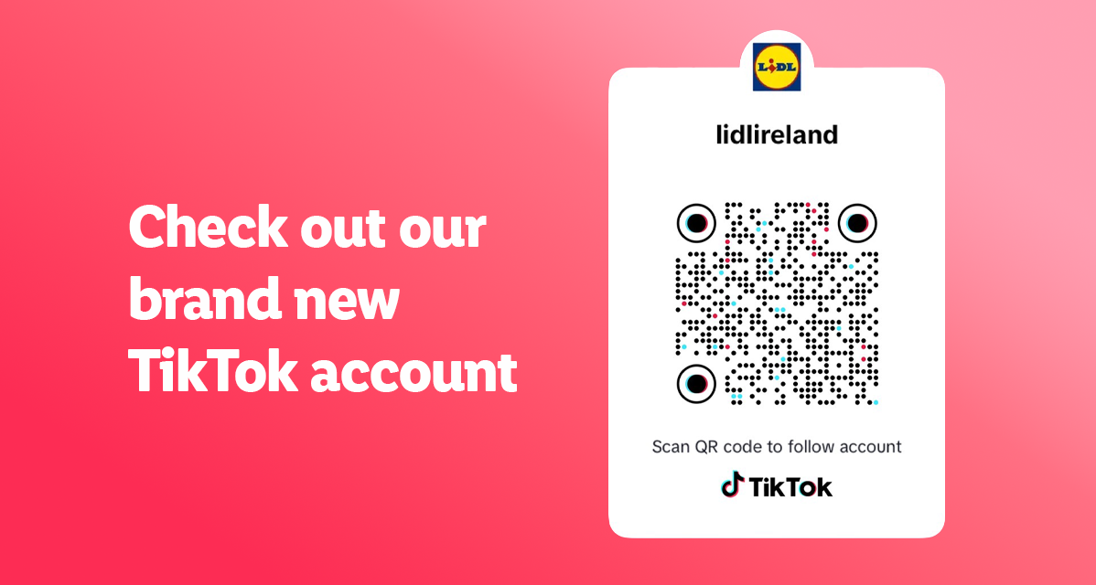New Lidl Ireland TikTok account: Scan the QR code.