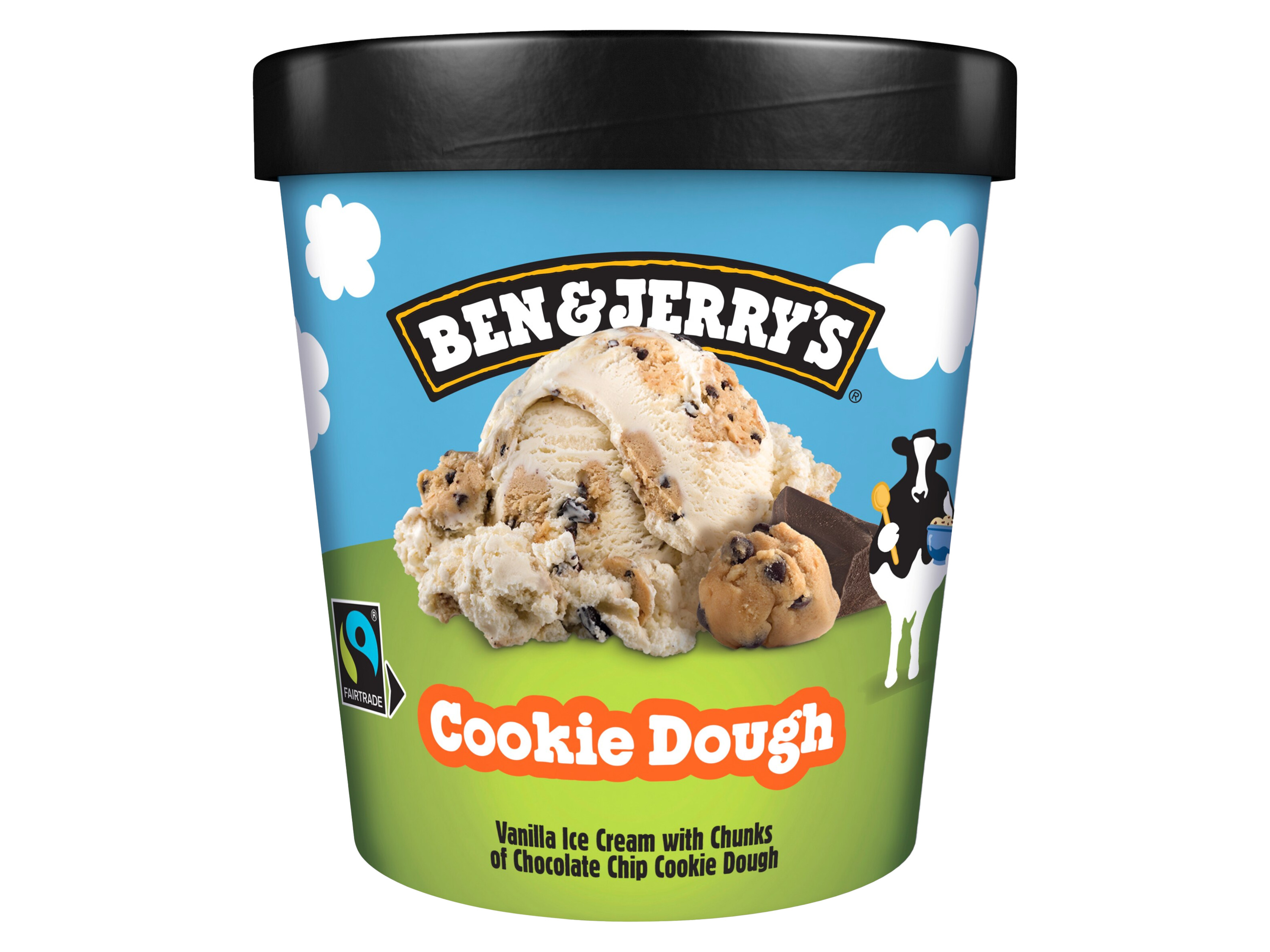 Ben & Jerry's Cookie Dough ice cream tub.