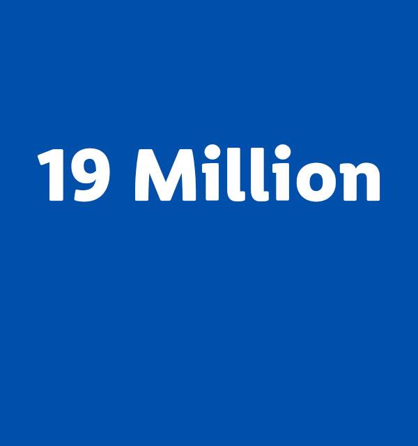 Text on a blue background that reads '19 Million'.