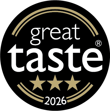 Great Taste award logo with three gold stars and the year 2026.