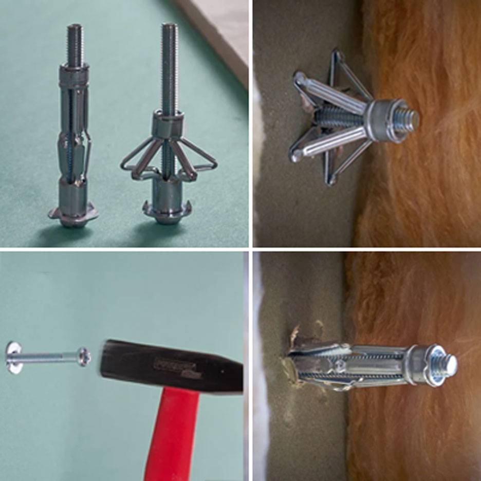 Hollow wall anchors and their installation with a hammer.