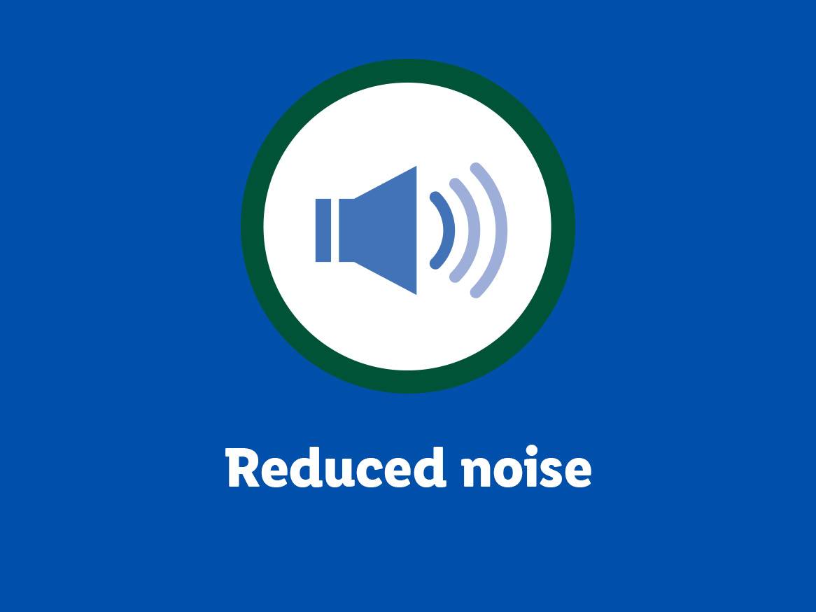 A speaker icon in a circle with the text 'Reduced noise' below it.