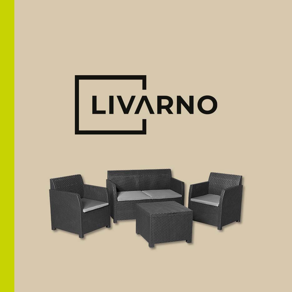 Outdoor furniture set with two armchairs, a two-seater sofa, and a coffee table.