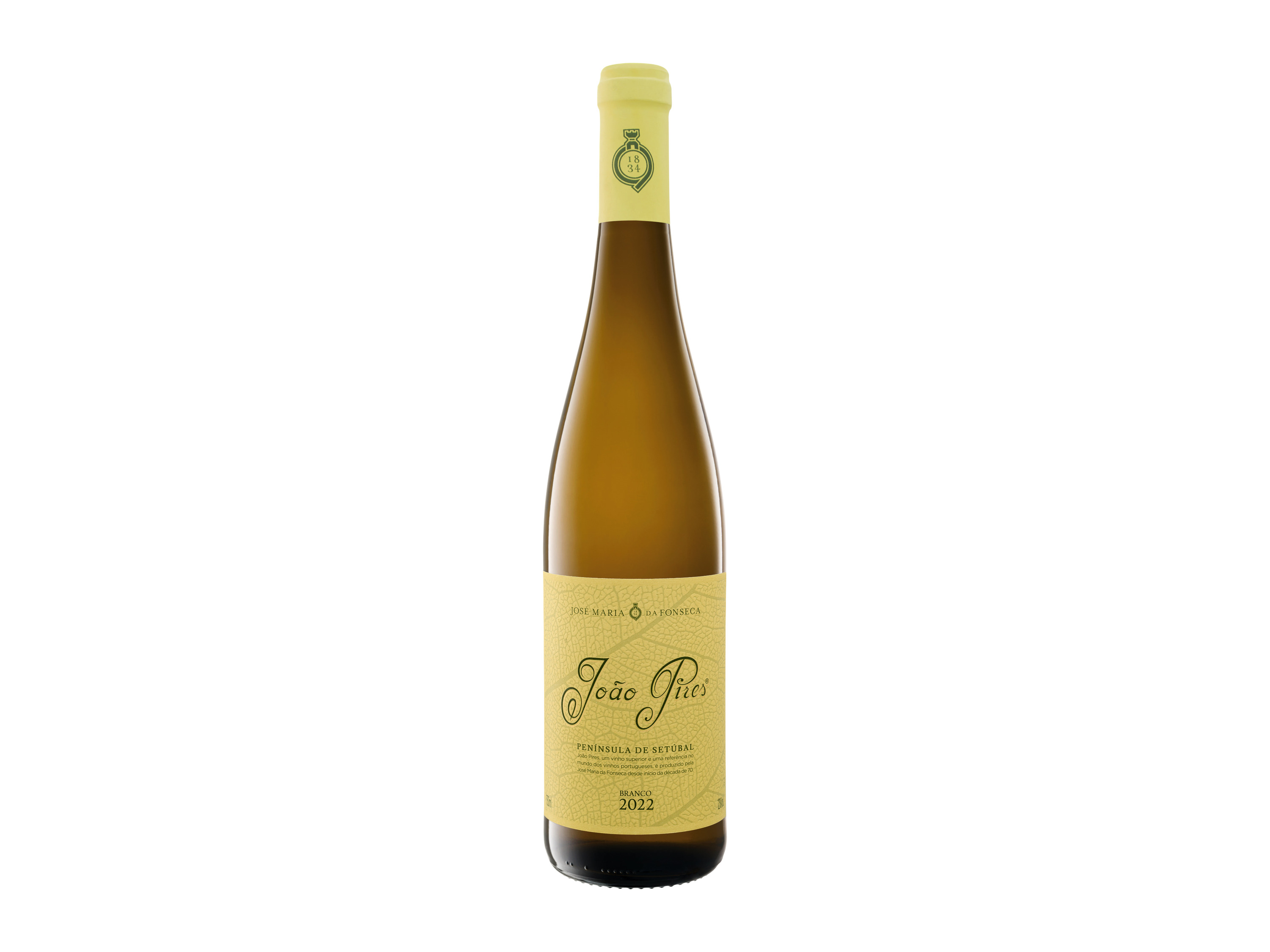 A bottle of João Pires white wine from Península de Setúbal, produced by José Maria da Fonseca.